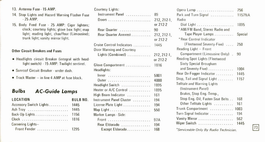 1973 Cadillac Owners Manual Page 79